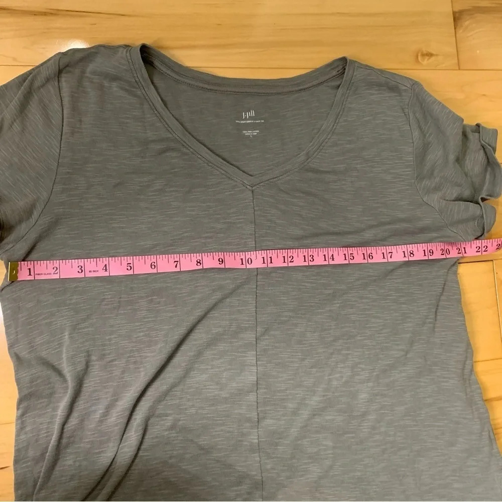 J Jill Womens Olive Green Pima Short Sleeve V Neck Tee Size Large Loungewear - Picture 5 of 6